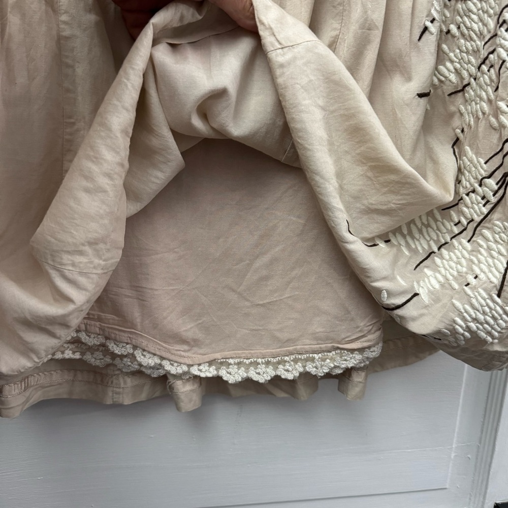 Floreat Embroidered Beige Skirt Size 10 Boho Cottagecore - Picture 5 of 8